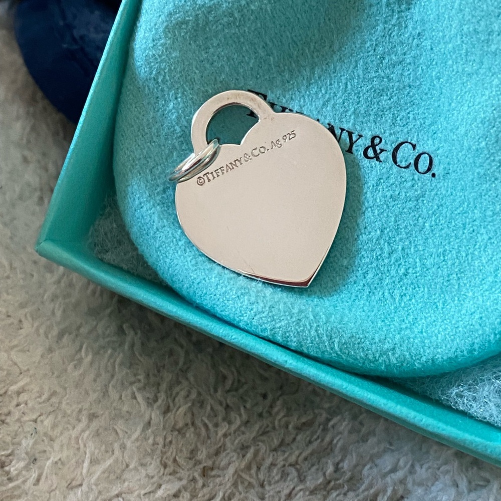 NWOT Tiffany & Co. Silver Heart Charm with Tiffany Blue Enamel - Picture 2 of 2